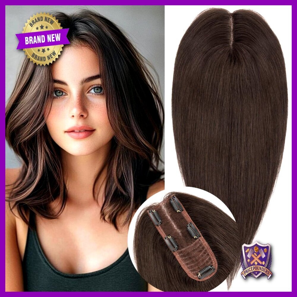 Human Hair Topper Clip-In Lace Base Thinning Hair Solution Elegant Natural Look